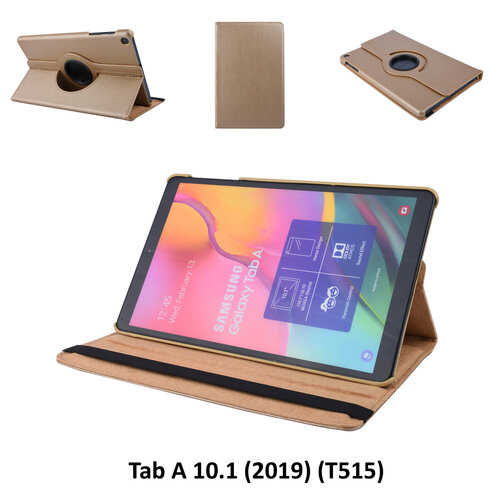 360° Draaibaar Book Case Tablethoes voor Samsung Tab A 10.1 (2019) (T515) -2 kijkstanden - Gold