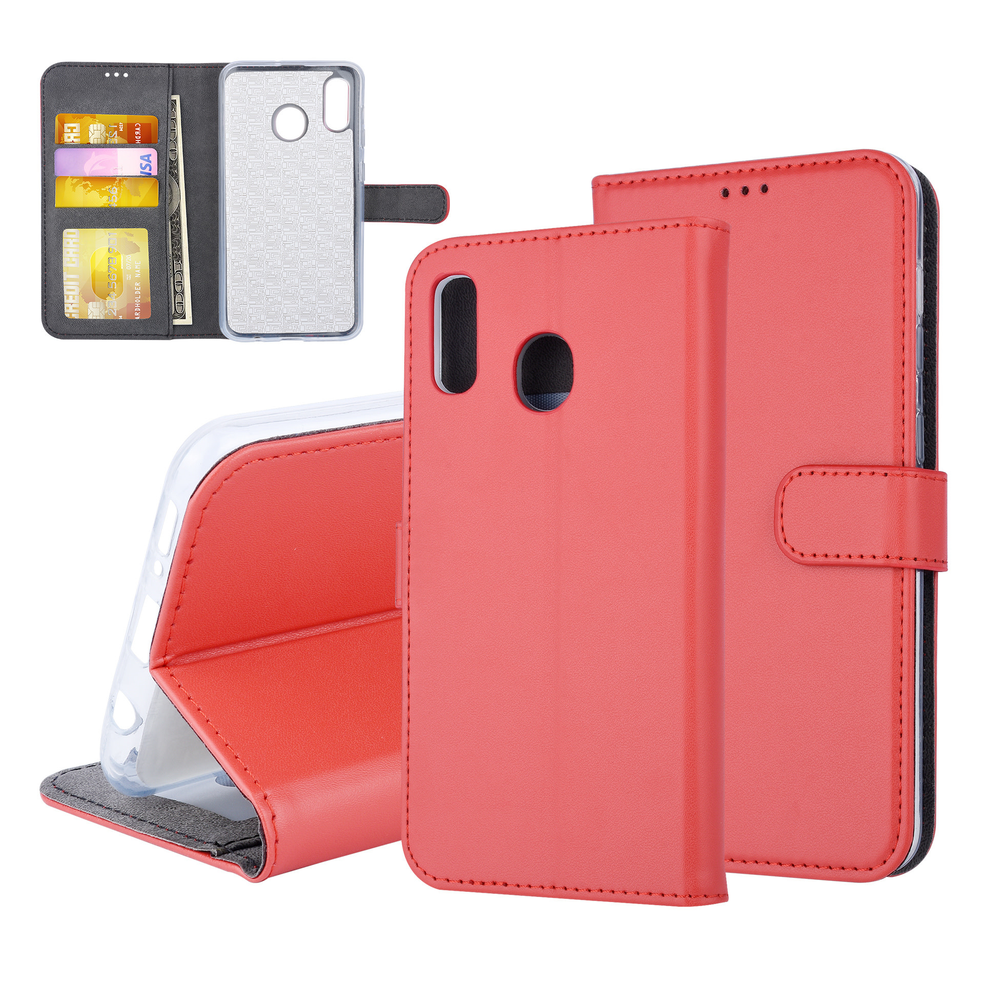 Rood hoesje Samsung Galaxy A20 Book Case - Pasjeshouder - Magneetsluiting (A205F)