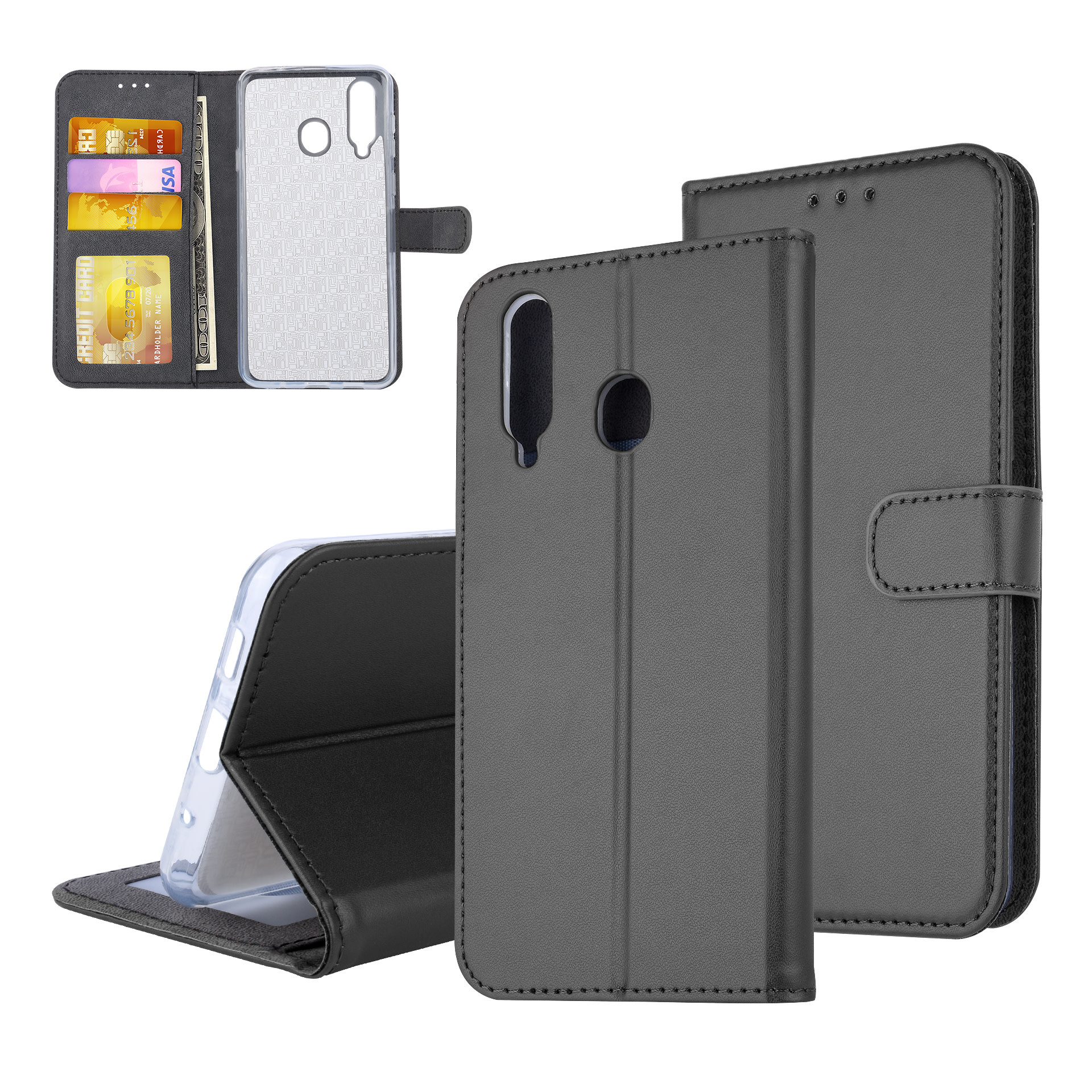 Zwart hoesje Samsung Galaxy A8s Book Case - Pasjeshouder - Magneetsluiting