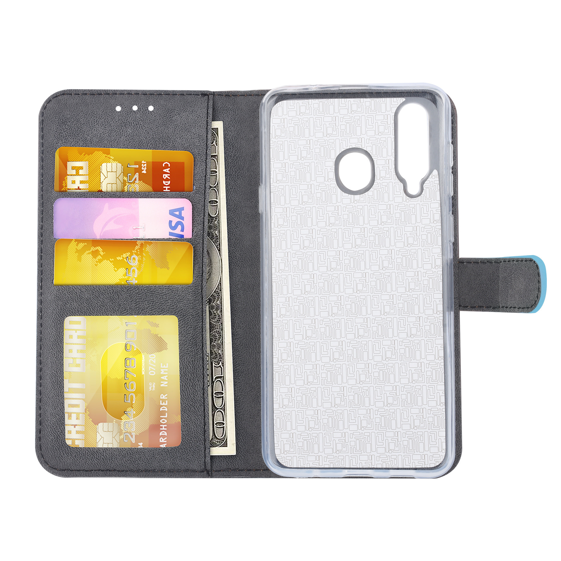 Blauw hoesje Samsung Galaxy A8s Book Case - Pasjeshouder - Magneetsluiting, foto 6 van 6