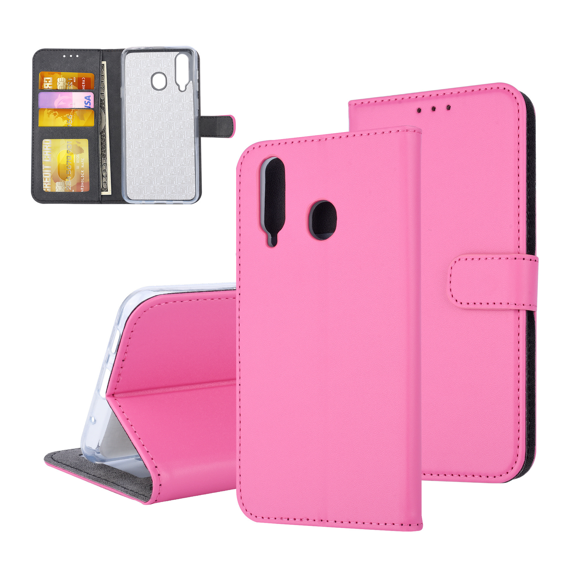 Felroze hoesje Samsung Galaxy A8s Book Case - Pasjeshouder - Magneetsluiting