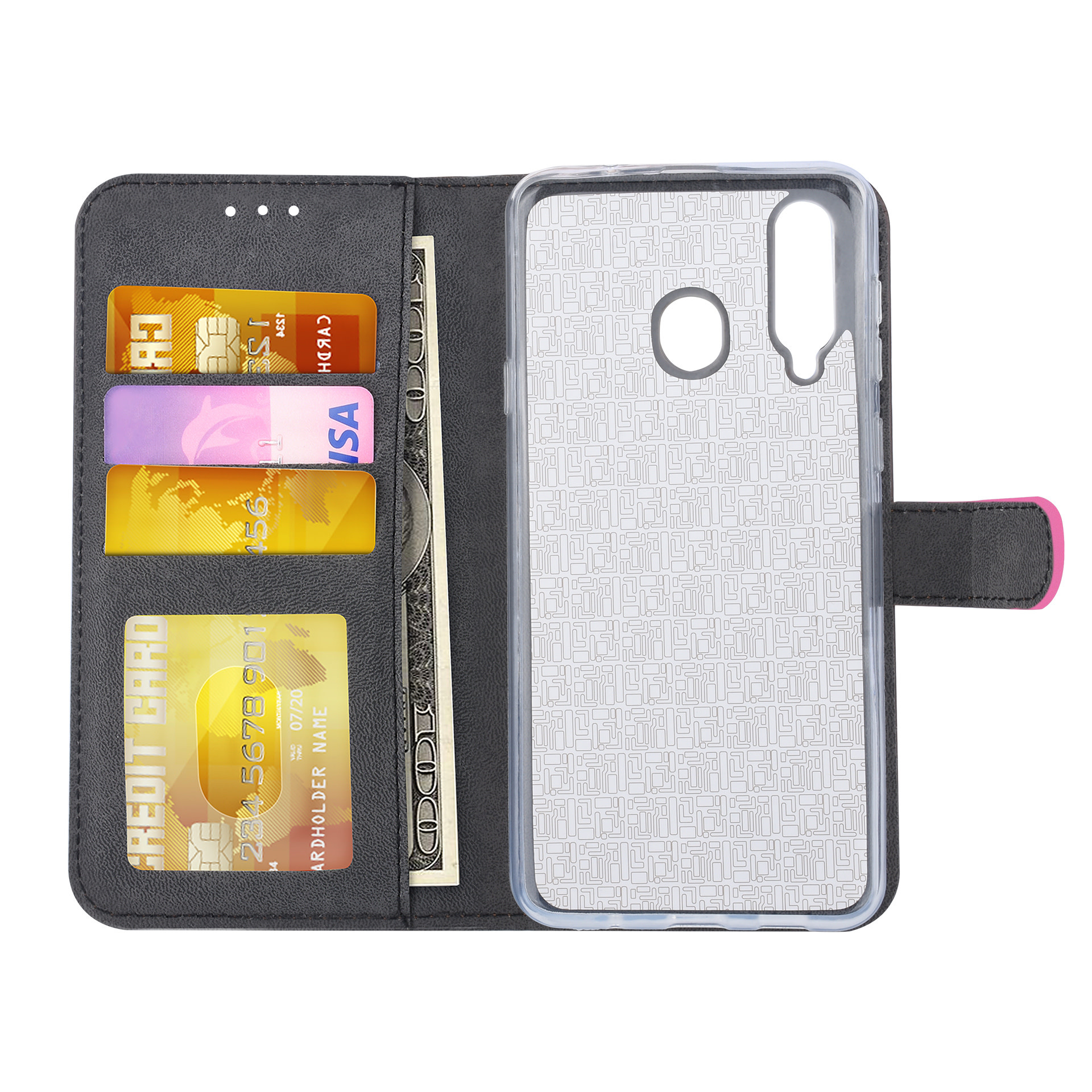 Felroze hoesje Samsung Galaxy A8s Book Case - Pasjeshouder - Magneetsluiting, foto 6 van 6
