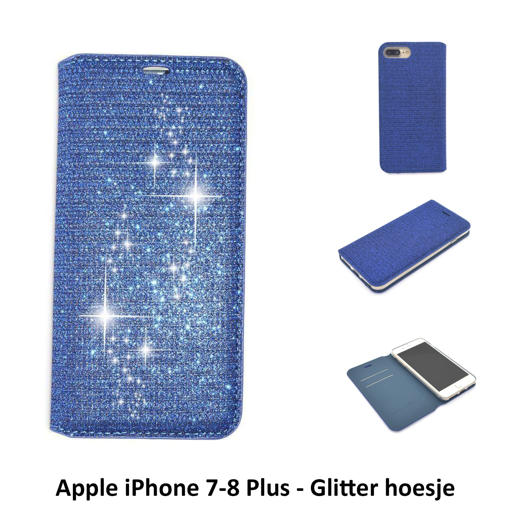 Apple iPhone 7 Plus; iPhone 8 Plus Pasjeshouder Blauw Booktype - Magneetsluiting - Kunststof;TPU - NT Mobiel Accessoires -