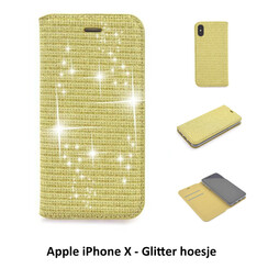 Apple iPhone X; iPhone Xs Kartenhalter Gold Book-Case hul -Magnetverschluss - Kunststof;TPU