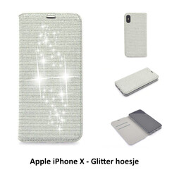Apple iPhone X; iPhone Xs Kartenhalter Silber Book-Case hul -Magnetverschluss - Kunststof;TPU