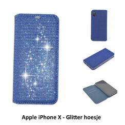 Apple iPhone X; iPhone Xs Kartenhalter Blau Book-Case hul -Magnetverschluss - Kunststof;TPU