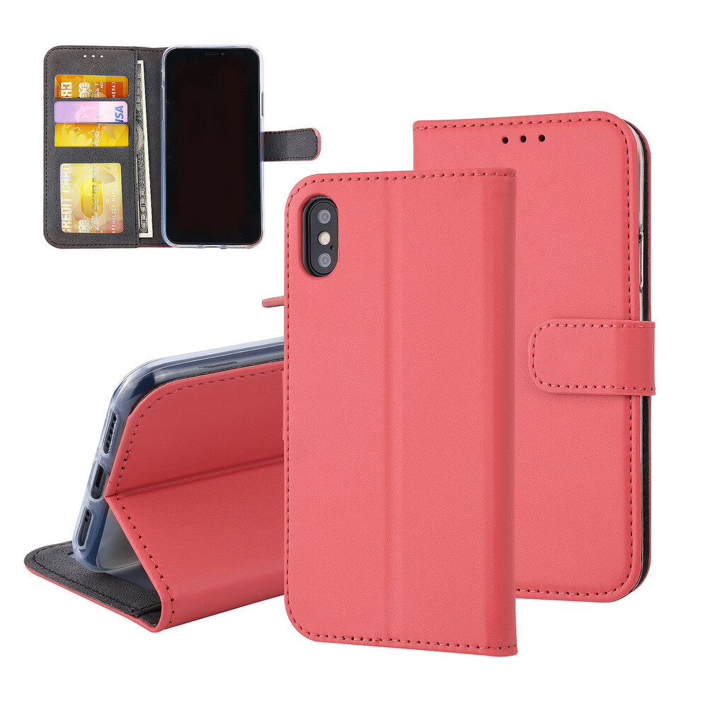 Apple iPhone X; iPhone Xs Card holder Red Book type case for iPhone X; iPhone Xs Magnetic closure Apple iPhone X; iPhone Xs Card holder Red Book type case for iPhone X; iPhone Xs Magnetic closure