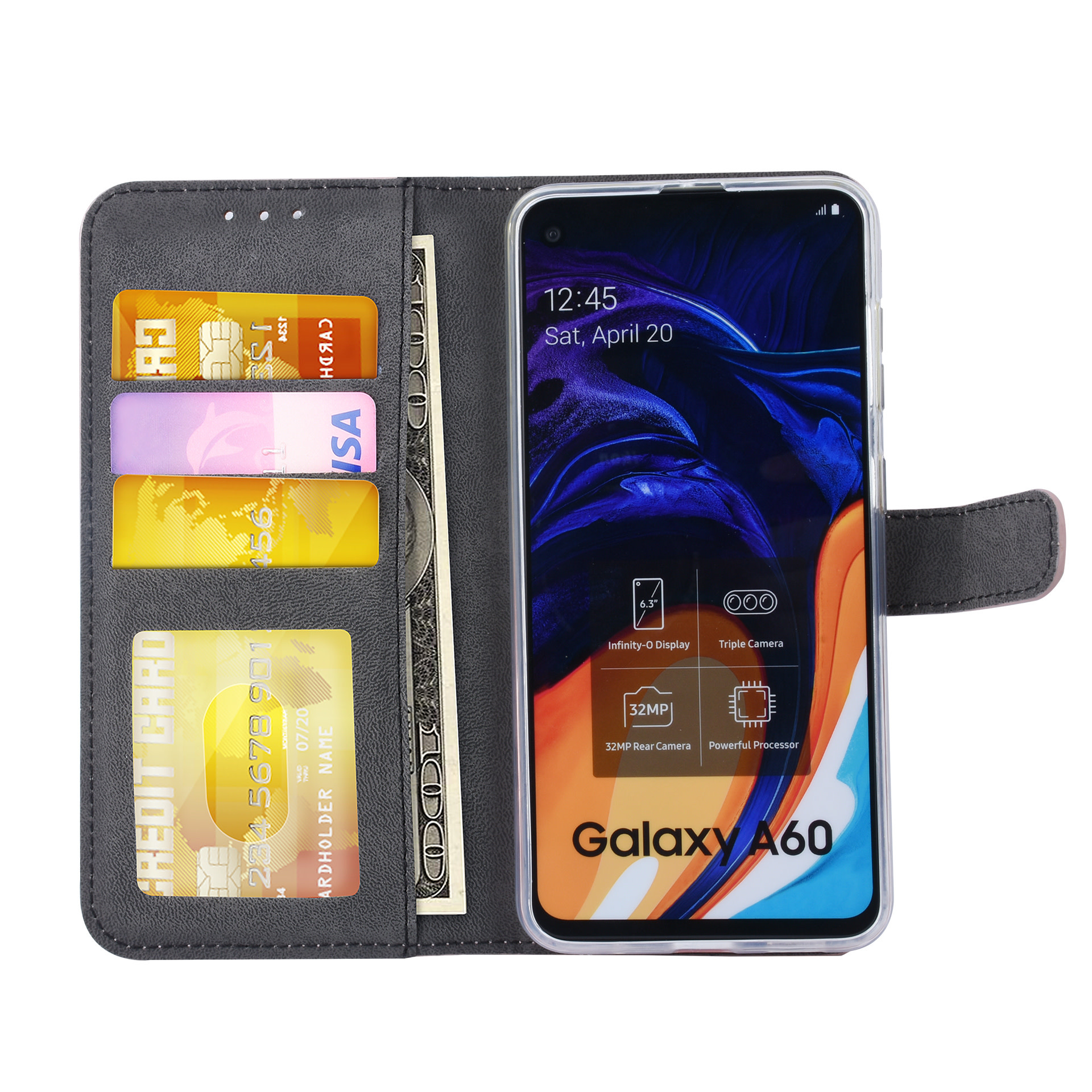 Rose Gold hoesje Samsung Galaxy A60 - Book Case - Pasjeshouder - Magneetsluiting (A606F), foto 2 van 6