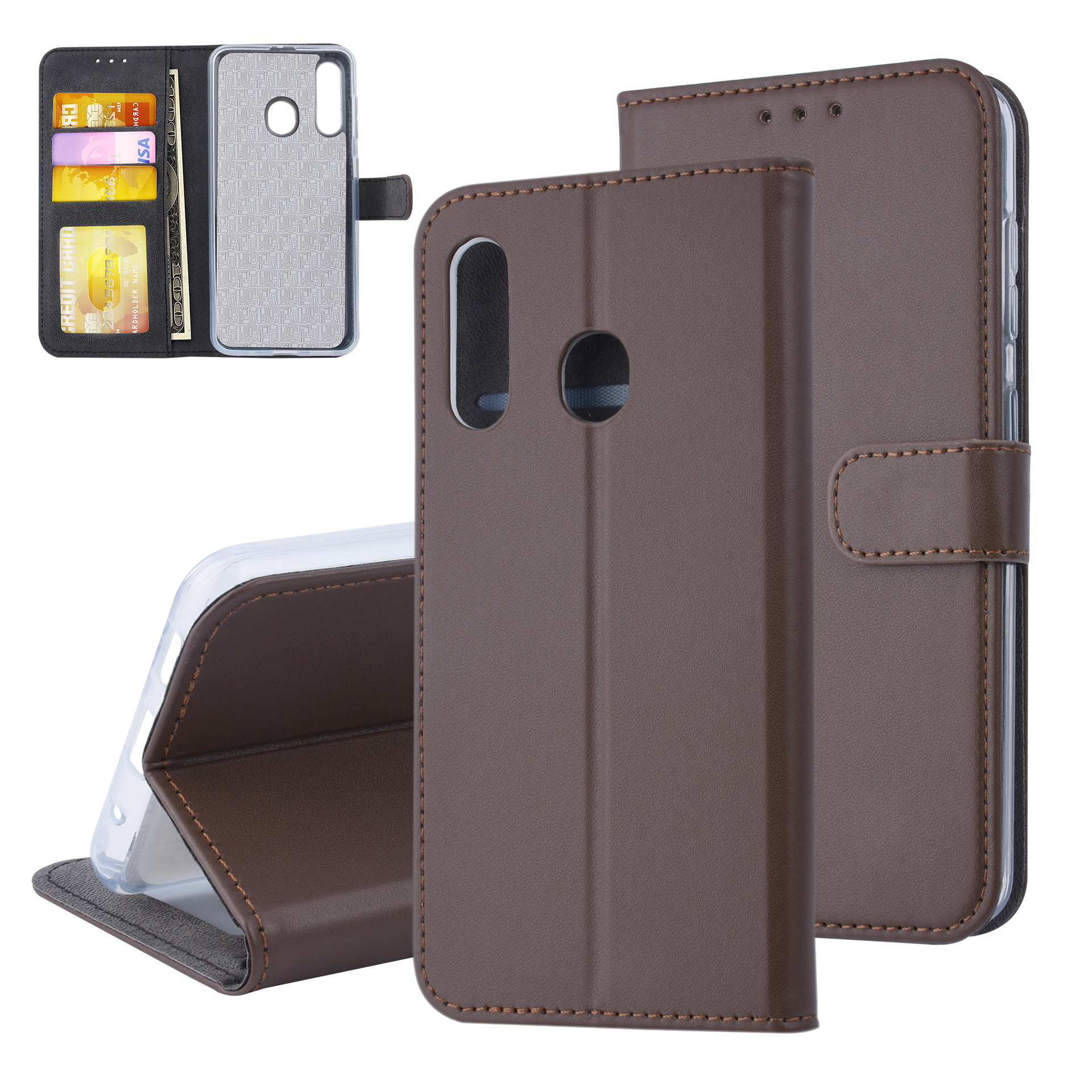 Bruin hoesje Samsung Galaxy M40 - Book Case - Pasjeshouder - Magneetsluiting (M405F)