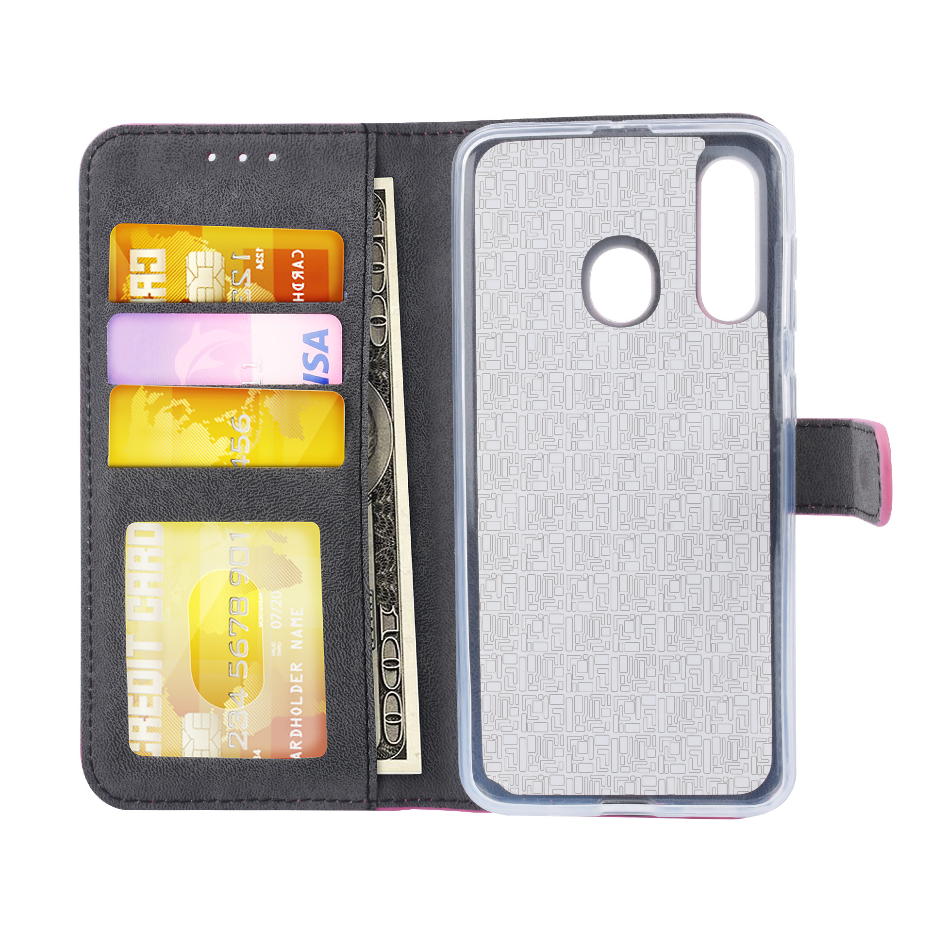 Felroze hoesje Samsung Galaxy M40 - Book Case - Pasjeshouder - Magneetsluiting (M405F), foto 4 van 6
