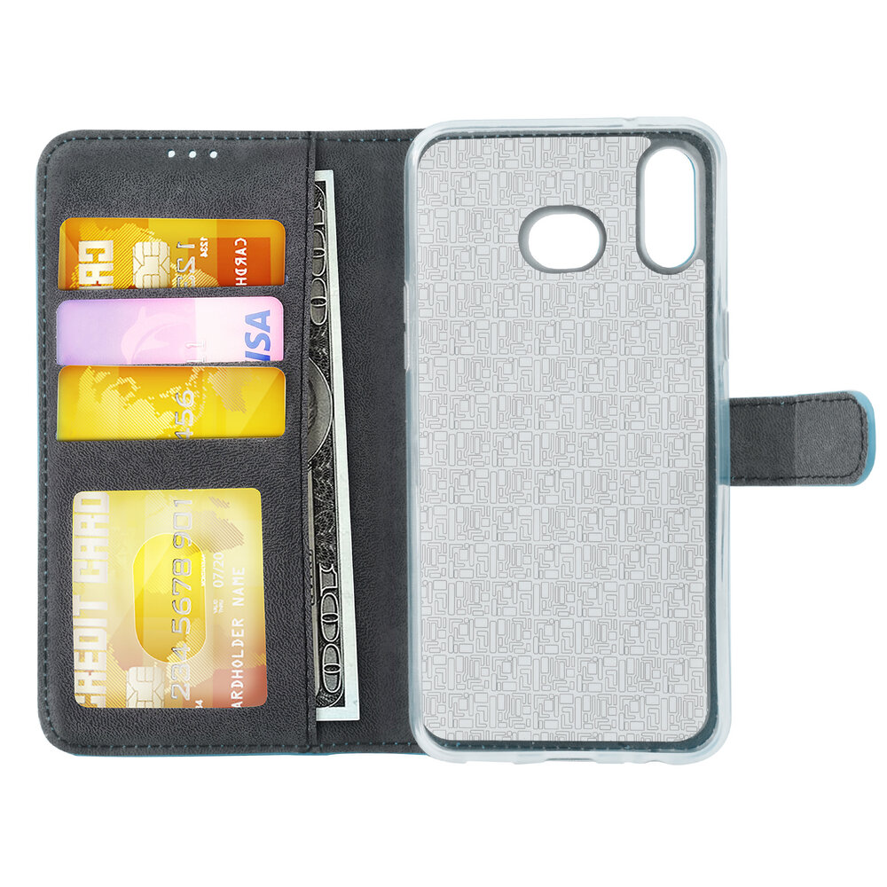LichtBlauw hoesje Samsung Galaxy A6s - Book Case - Pasjeshouder - Magneetsluiting LichtBlauw hoesje Samsung Galaxy A6s - Book Case - Pasjeshouder - Magneetsluiting