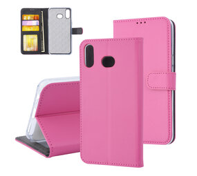 Felroze hoesje Samsung Galaxy A6s - Book Case - Pasjeshouder - Magneetsluiting Felroze hoesje Samsung Galaxy A6s - Book Case - Pasjeshouder - Magneetsluiting