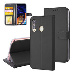 Samsung Galaxy A60 Kartenhalter Schwarz Book-Case hul -Magnetverschluss - Kunstleer; TPU