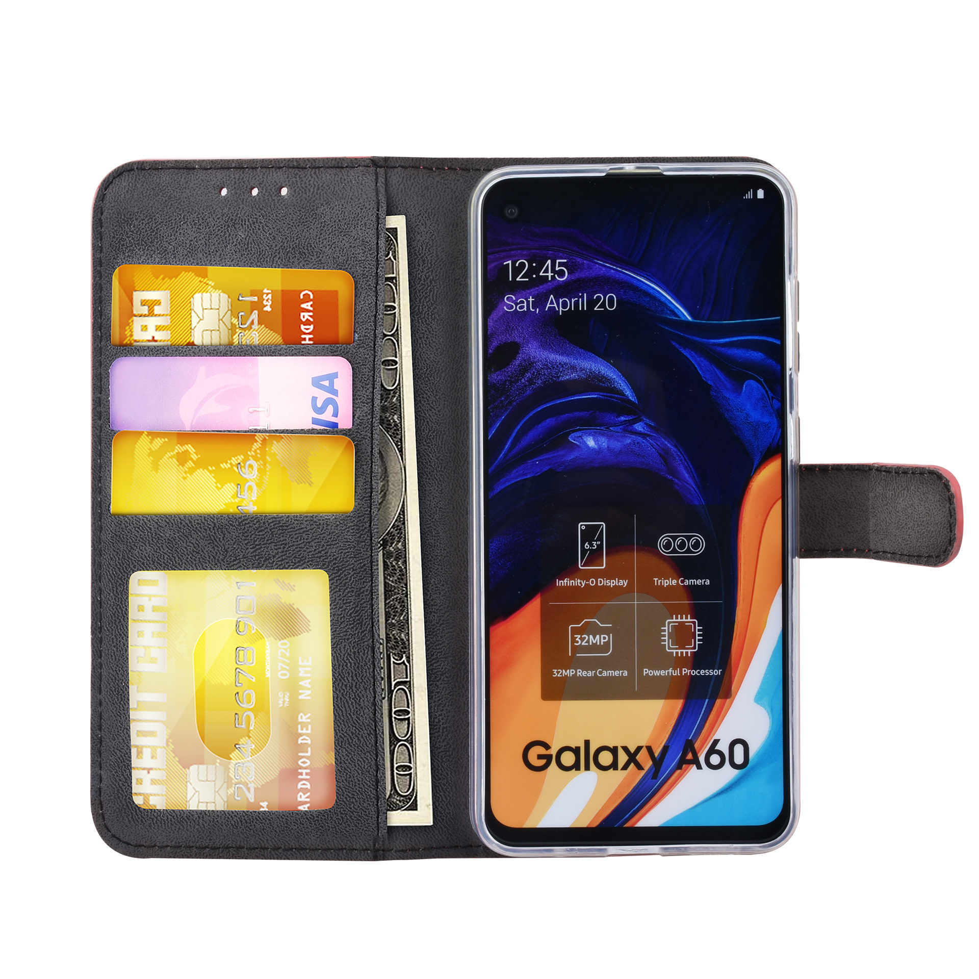 Rood hoesje Samsung Galaxy A60 - Book Case - Pasjeshouder - Magneetsluiting (A606F), foto 2 van 6