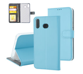 Samsung Galaxy A6s Kartenhalter Hell Blau Book-Case hul -Magnetverschluss - Kunstleer; TPU Samsung Galaxy A6s Kartenhalter Hell Blau Book-Case hul -Magnetverschluss - Kunstleer; TPU