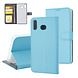 Samsung Galaxy A6s Titulaire de la carte L Bleu Book type housse - Fermeture magnétique Samsung Galaxy A6s Titulaire de la carte L Bleu Book type housse - Fermeture magnétique