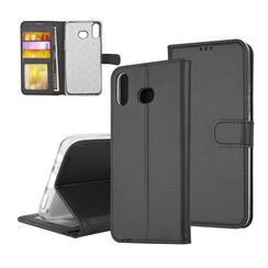 Samsung Galaxy A6s Kartenhalter Schwarz Book-Case hul -Magnetverschluss - Kunstleer; TPU