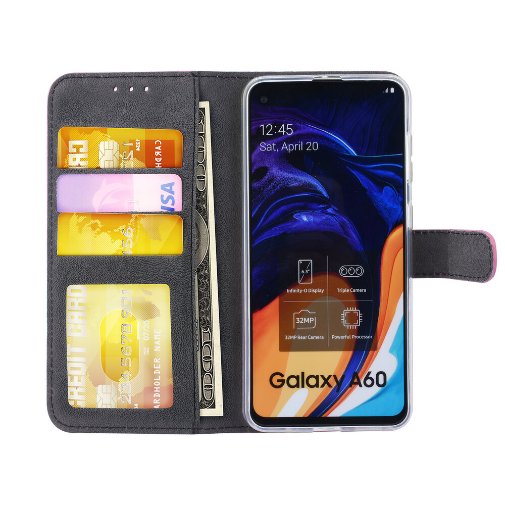 Samsung Galaxy A60 Titulaire de la carte Hot Rose Book type housse - Fermeture magnétique Samsung Galaxy A60 Titulaire de la carte Hot Rose Book type housse - Fermeture magnétique