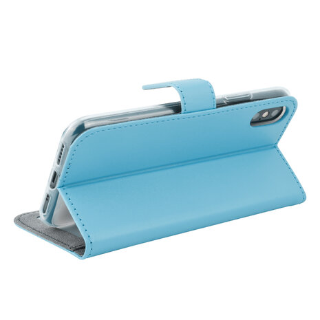 LichtBlauw hoesje iPhone X-Xs - Book Case - Pasjeshouder - Magneetsluiting LichtBlauw hoesje iPhone X-Xs - Book Case - Pasjeshouder - Magneetsluiting