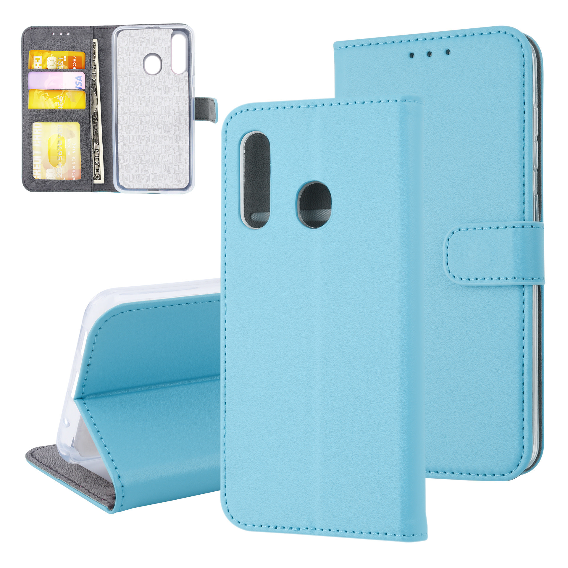 LichtBlauw hoesje Samsung Galaxy M40 - Book Case - Pasjeshouder - Magneetsluiting (M405F)