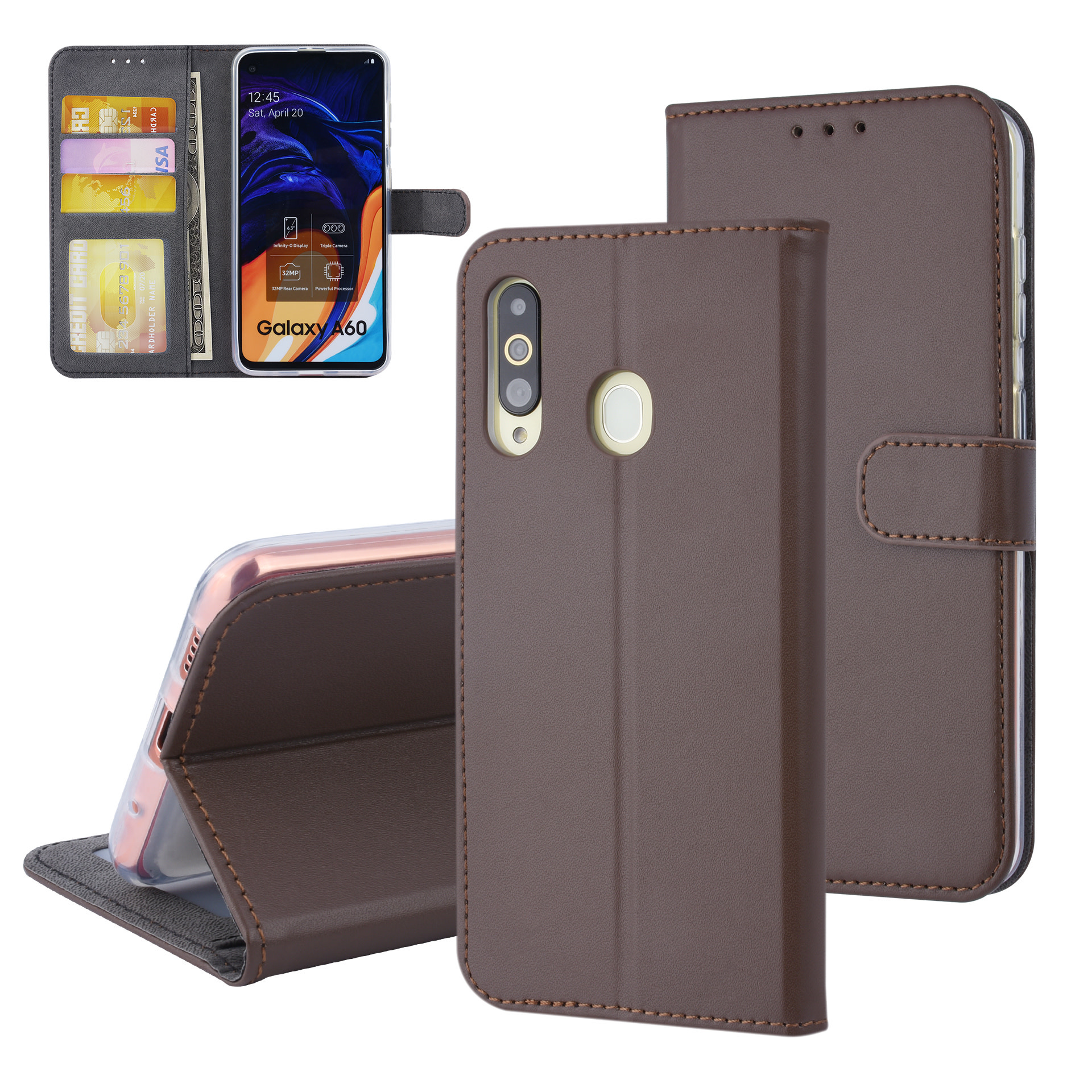 Bruin hoesje Samsung Galaxy A60 - Book Case - Pasjeshouder - Magneetsluiting (A606F)