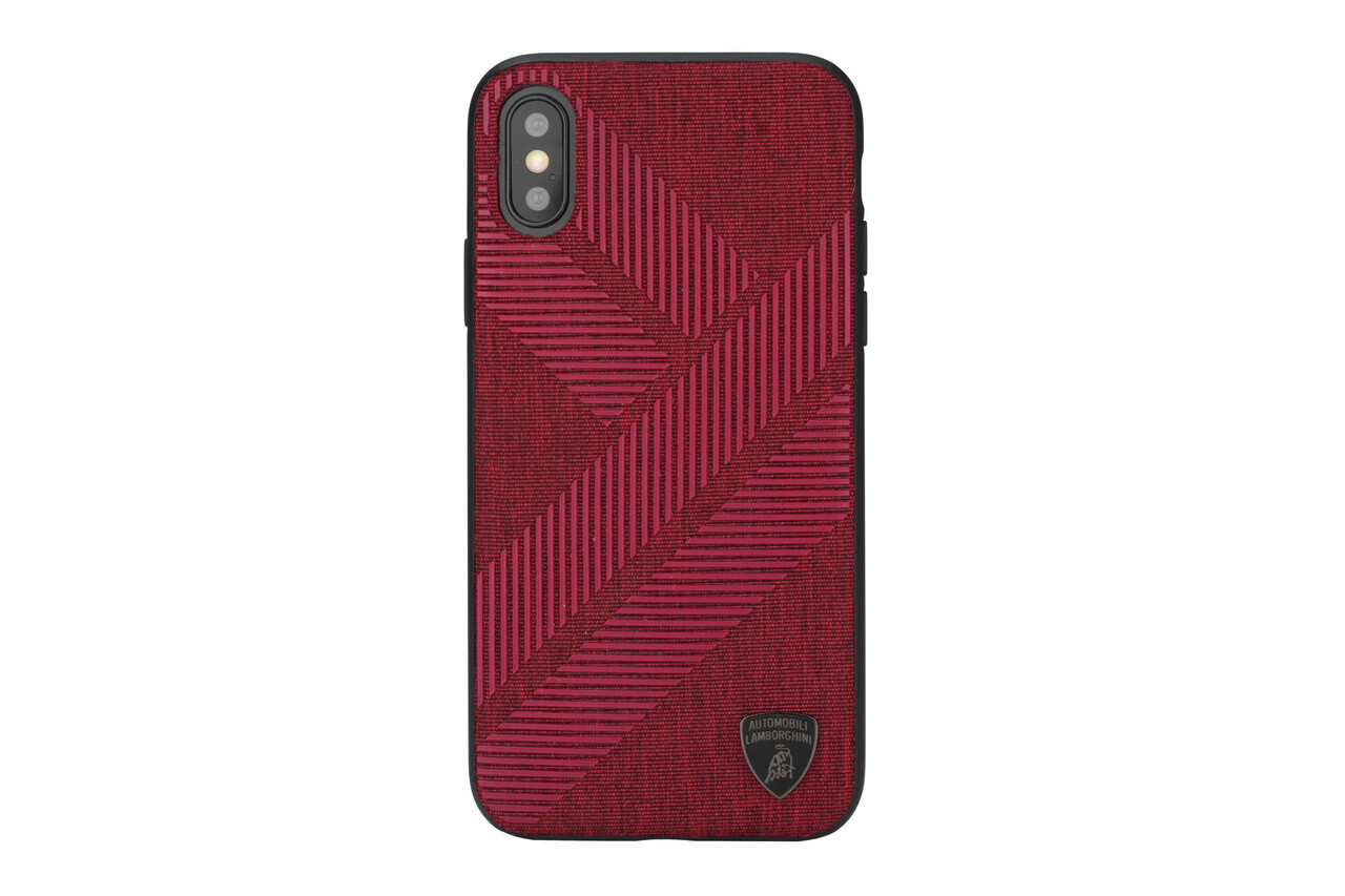 Lamborghini Lamborghini Back-Cover hul Apple iPhone X-Xs Structure Rot -Silicone - TPU Lamborghini Lamborghini Back-Cover hul Apple iPhone X-Xs Structure Rot -Silicone - TPU