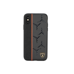 Lamborghini backcover hoesje Alcantara Apple iPhone Xs Max Oranje - Genuine Leather - Echt leer
