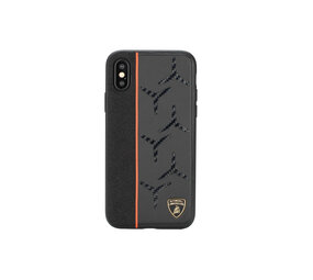 Lamborghini Lamborghini backcover hoesje Alcantara Apple iPhone Xs Max Oranje - Genuine Leather - Echt leer Lamborghini Lamborghini backcover hoesje Alcantara Apple iPhone Xs Max Oranje - Genuine Leather - Echt leer