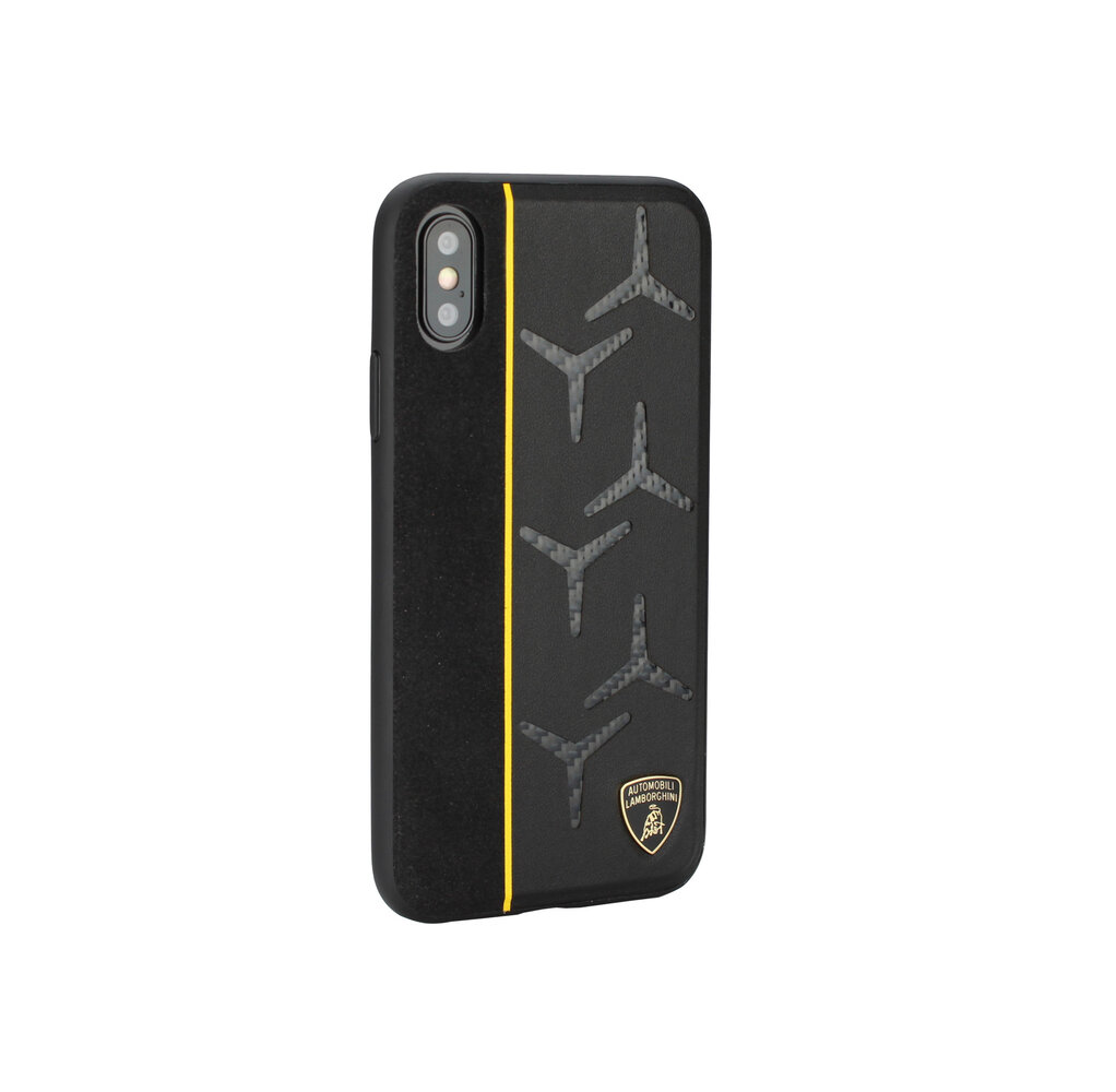 Lamborghini Lamborghini Back-Cover hul Apple iPhone Xs Max Alcantara Gelb -Genuine Leather - Echt leer Lamborghini Lamborghini Back-Cover hul Apple iPhone Xs Max Alcantara Gelb -Genuine Leather - Echt leer