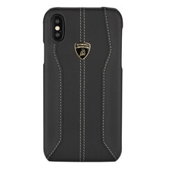 Lamborghini backcover hoesje D1 Serie Apple iPhone Xs Max Zwart - Genuine Leather - Echt leer