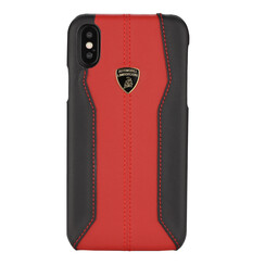 Lamborghini Back-Cover hul Apple iPhone Xs Max D1 Serie Rot -Genuine Leather - Echt leer