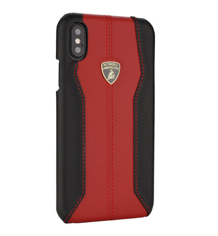 Lamborghini Lamborghini Back-Cover hul Apple iPhone Xs Max D1 Serie Rot -Genuine Leather - Echt leer Lamborghini Lamborghini Back-Cover hul Apple iPhone Xs Max D1 Serie Rot -Genuine Leather - Echt leer