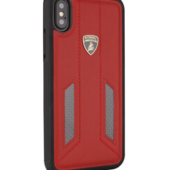 Lamborghini back cover coque Apple iPhone X-Xs D6 Serie Rouge - Genuine Leather