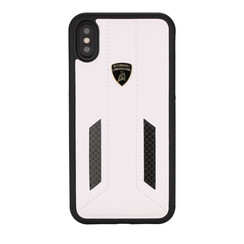 Lamborghini backcover hoesje D6 Serie Apple iPhone X-Xs Wit - Genuine Leather - Echt leer