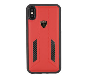 Lamborghini Lamborghini Back-Cover hul Apple iPhone Xs Max D6 Serie Rot -Genuine Leather - Echt leer Lamborghini Lamborghini Back-Cover hul Apple iPhone Xs Max D6 Serie Rot -Genuine Leather - Echt leer
