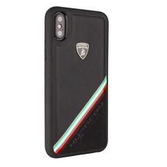 Lamborghini backcover hoesje Alcantara Apple iPhone Xs Max Zwart - Genuine Leather - Echt leer