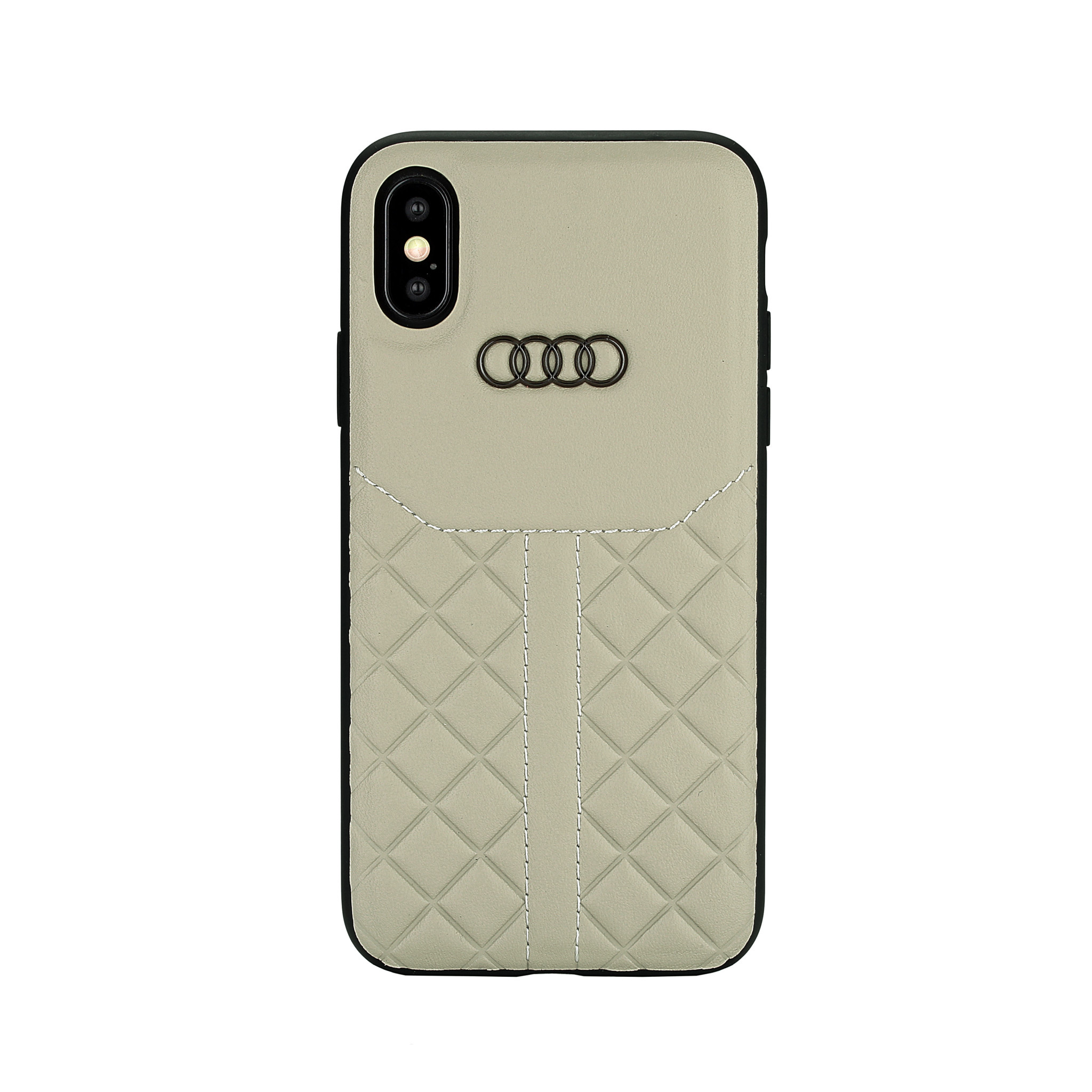Audi Back-Cover hul Apple iPhone Xs Max Q8 Serie Beige -Genuine Leather -  Echt leer