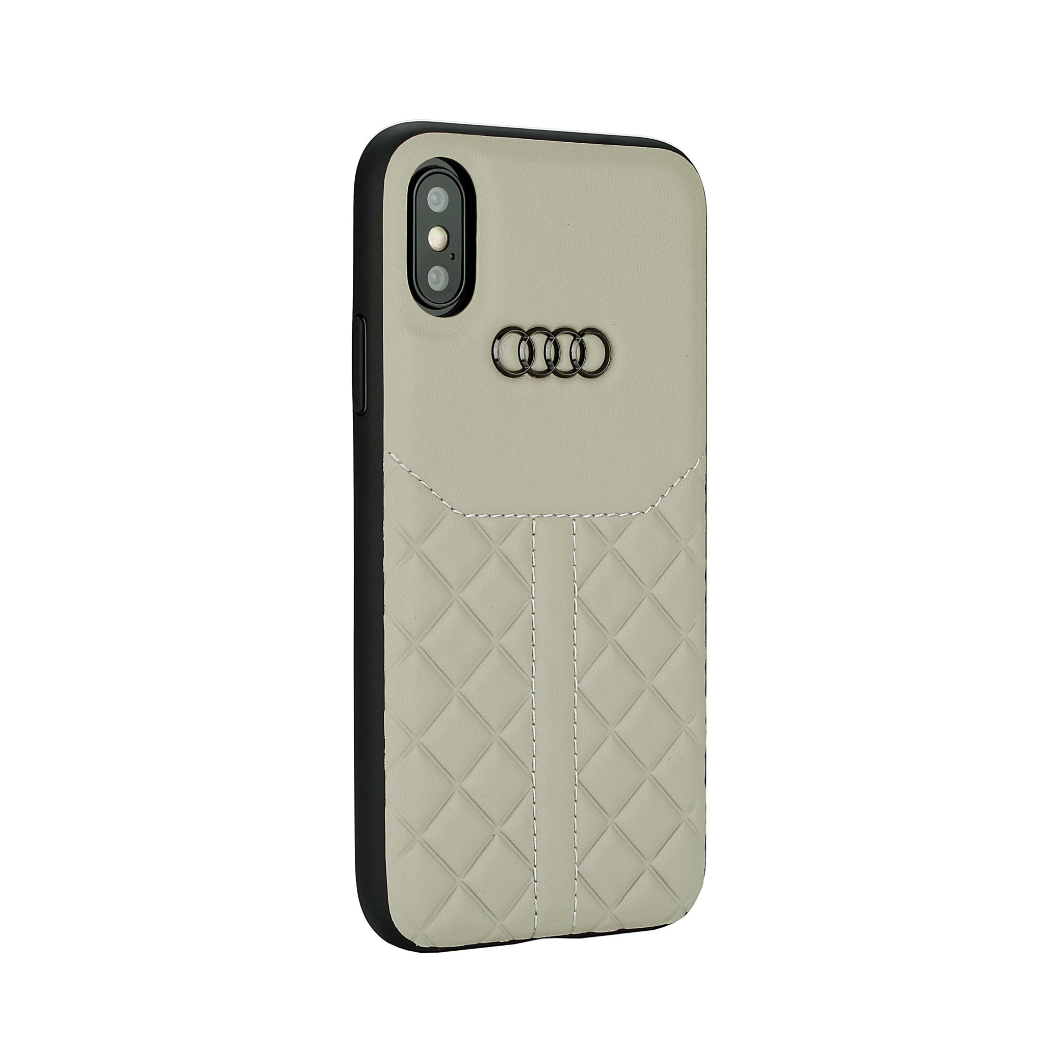 Audi Back-Cover hul Apple iPhone Xs Max Q8 Serie Beige -Genuine Leather -  Echt leer - NT Mobiel Accessoires - Niederlande