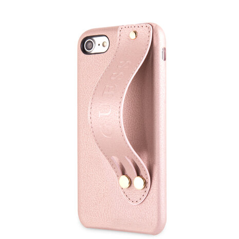 Guess Guess backcover hoesje Strap Apple iPhone 7-8 Roze - Iridescent - Kunstleer; TPU Guess Guess backcover hoesje Strap Apple iPhone 7-8 Roze - Iridescent - Kunstleer; TPU