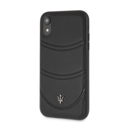 Maserati backcover hoesje Granslusso Apple iPhone XS Max Zwart - Hard Case - Echt leer