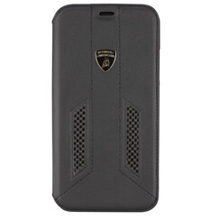 Lamborghini Huracan Zwart hoesje iPhone X-Xs - Book Case - Echt leer - D6 Serie