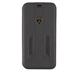 Lamborghini Lamborghini Book-Case hul Apple iPhone X-Xs D6 Serie Schwarz -Genuine Leather - Echt leer Lamborghini Lamborghini Book-Case hul Apple iPhone X-Xs D6 Serie Schwarz -Genuine Leather - Echt leer