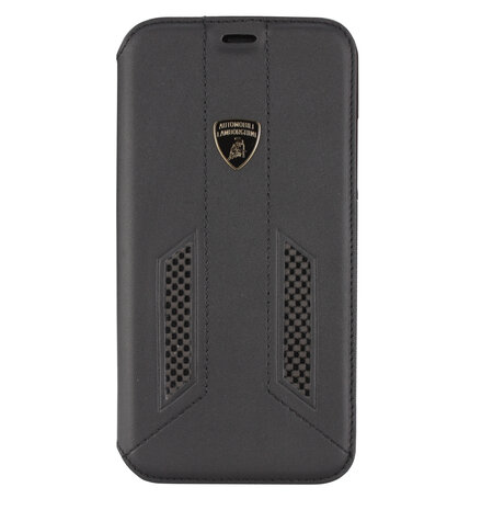 Lamborghini Lamborghini book type housse Apple iPhone X-Xs D6 Serie Noir - Genuine Leather Lamborghini Lamborghini book type housse Apple iPhone X-Xs D6 Serie Noir - Genuine Leather