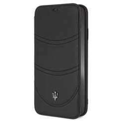 Maserati Zwart hoesje iPhone Xs Max - Book Case- Granlusso - Echt leer