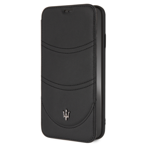 Maserati Zwart hoesje iPhone Xs Max - Book Case- Granlusso - Echt leer Maserati Zwart hoesje iPhone Xs Max - Book Case- Granlusso - Echt leer