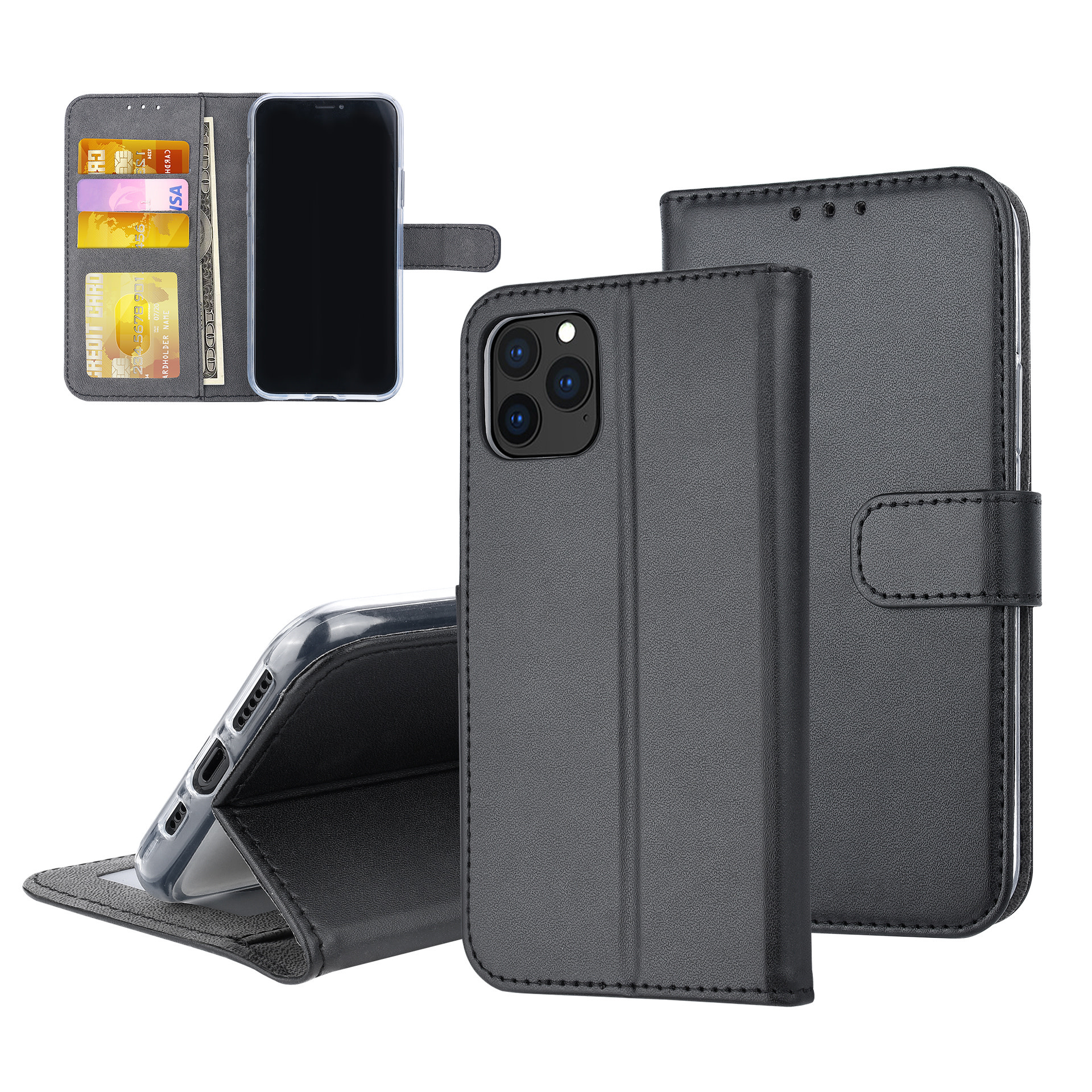 Zwart hoesje iPhone 11 Pro - Book Case - Pasjeshouder - Magneetsluiting