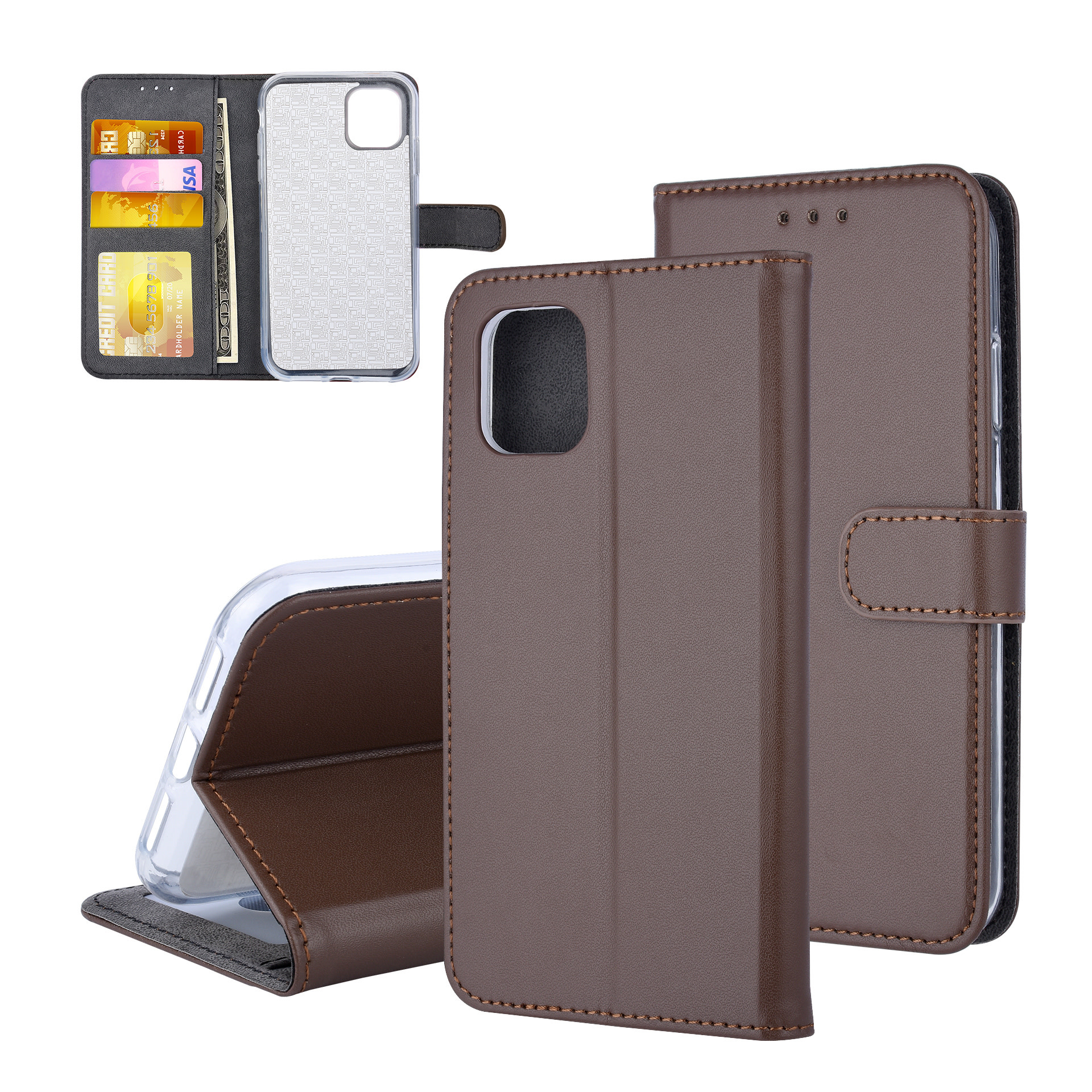 Bruin hoesje iPhone 11 - Book Case - Pasjeshouder - Magneetsluiting