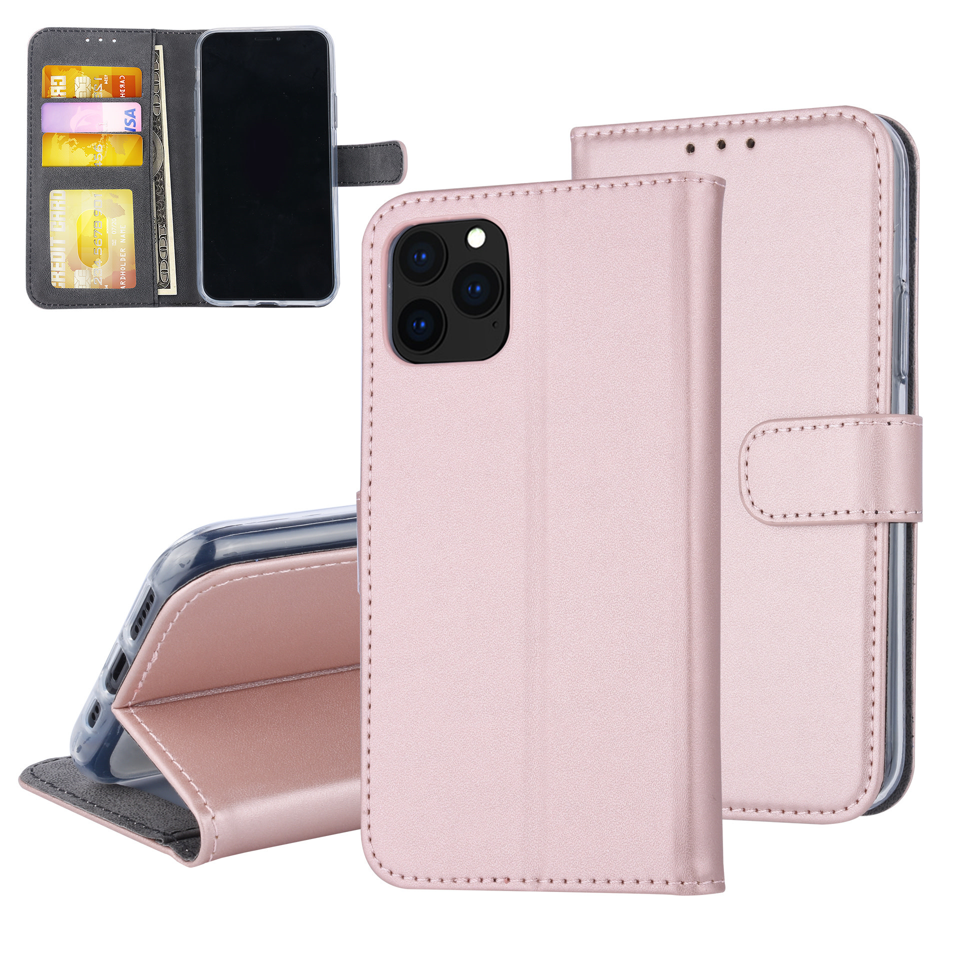 Rose Gold hoesje iPhone 11 Pro - Book Case - Pasjeshouder - Magneetsluiting