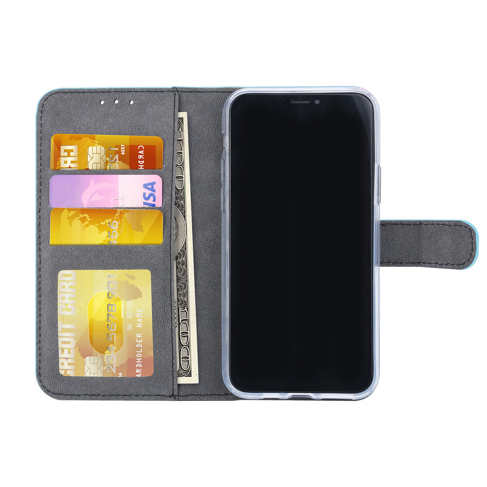 Blauw hoesje iPhone 11 Pro - Book Case - Pasjeshouder - Magneetsluiting Blauw hoesje iPhone 11 Pro - Book Case - Pasjeshouder - Magneetsluiting