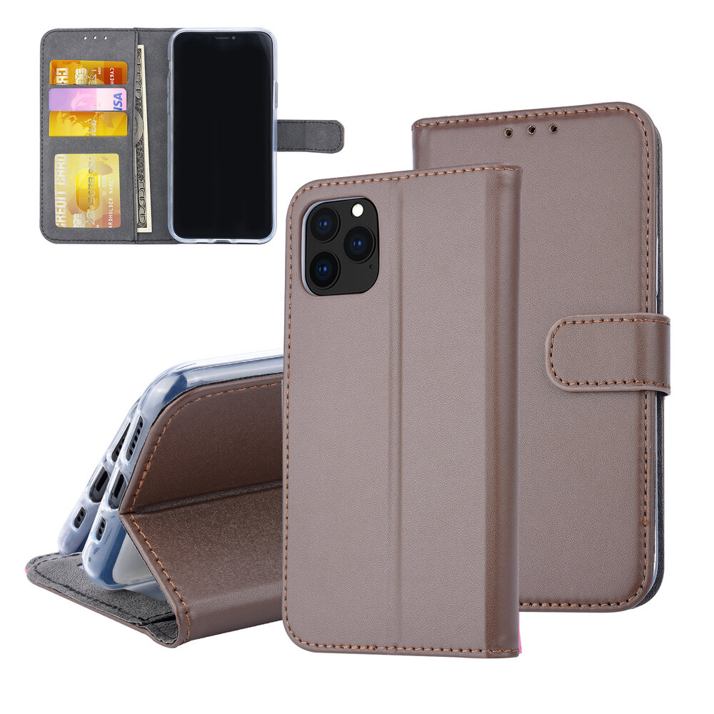 Book type case Apple iPhone 11 Pro Card holder Brown - Magnetic closure Book type case Apple iPhone 11 Pro Card holder Brown - Magnetic closure